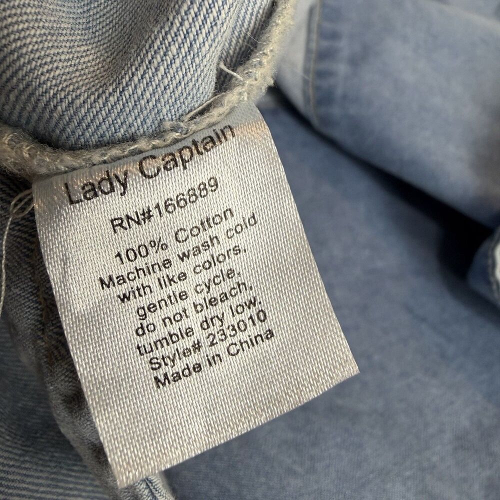 Lady Captain Luckenbach Chambray Mini Dress Long Sleeve Women’s L - Picture 15 of 15